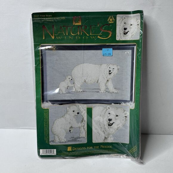 Nature’s Window Polar Bears Kenneth Lilly Counted Cross Stitch Kit 5427 1996 NEW - Picture 1 of 5